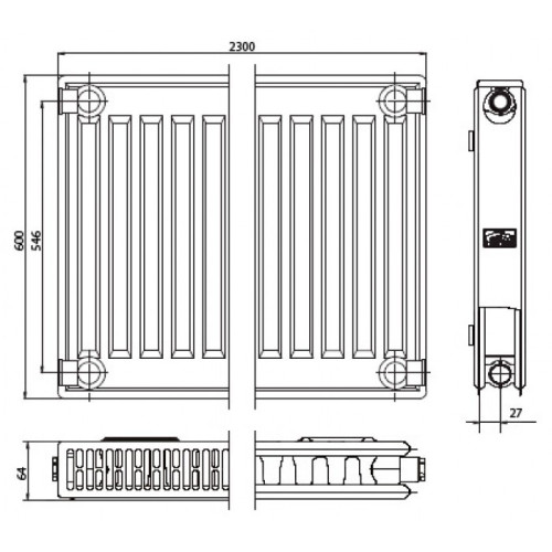 Стальной панельный радиатор Тип 21 Kermi FTV(FKV) 12 600x3000