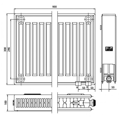 Стальной панельный радиатор Тип 22 Kermi FTV(FKV) 22 600x600