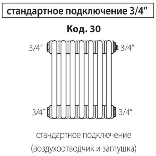 Стальной трубчатый радиатор 2-колончатый IRSAP TESI 21800/12 T30