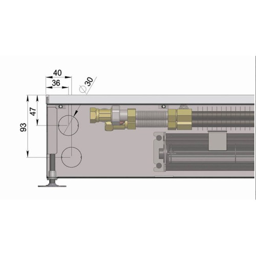 Внутрипольный конвектор длиной 1,6 м - 2 м Minib COIL-KT0 2000