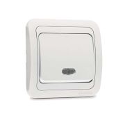 Переключатель проходной 1-кл. СП Mimoza 10А IP20 с подсветкой бел./бел. Makel 12025