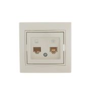 Розетка компьютерная + телефонная 2-м СП Mira RJ45 + RJ11 крем./крем.. LEZARD 701-0303-143