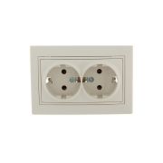 Розетка 2-м СП Mira 16А IP20 с заземл. со вставкой керамика крем. LEZARD 701-0303-127