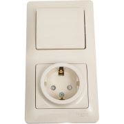Блок комбинированный Glossa (розетка защ. шторки с заземл. + 1-кл. выкл.) беж. SE GSL000270