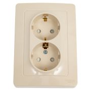 Розетка 2-м СП Blanca 16А IP20 250В с заземл. защ. шторки беж. SE BLNRS001127