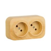Розетка 2-м ОП Quteo 16А IP20 250В 2х2P без заземл. без защ. шторок дерево IEK 782281