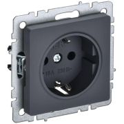 Розетка 1-м СП BRITE РС14-1-0-БрГ 16А с заземл. защ. шторки механизм графит IEK BR-R14-16-K53
